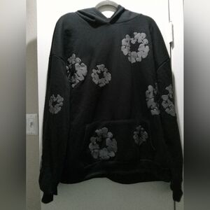 Men's African Diaspora Goods Denim Tears - Black Hoodie with Gray Floral Design